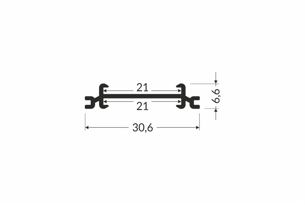 Profilio VARIO30 LED juostos montavimo elementas, neanoduotas aliuminis, 1m
