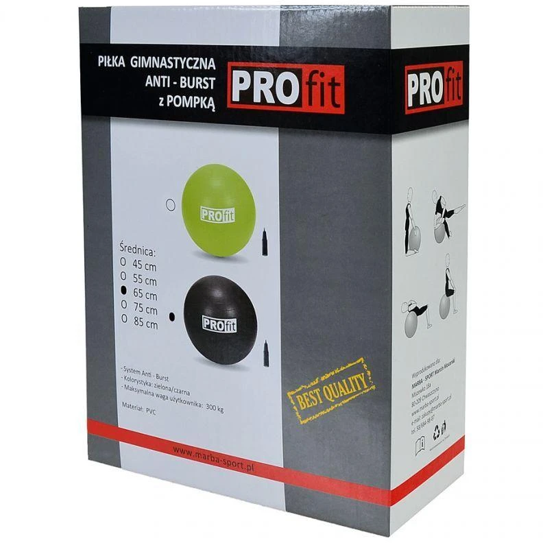 PROfit Gimnastikos Kamuolys 75cm Juodas su Pompa DK2102