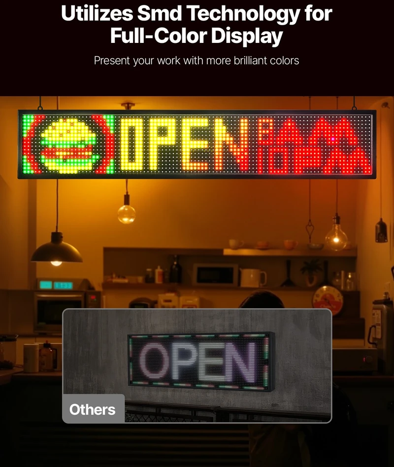 VEVOR 40x8 cm programuojamas LED ekranas