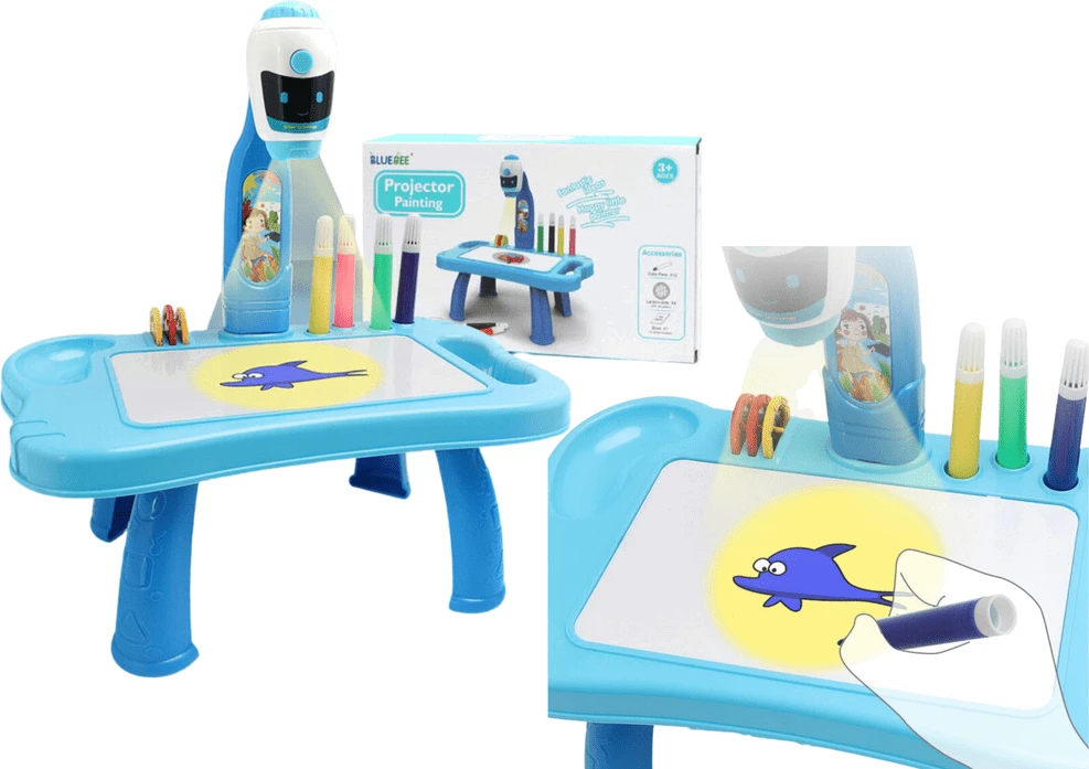 Lean Toys Mėlynas 2-in-1 mini projektorius vaikams