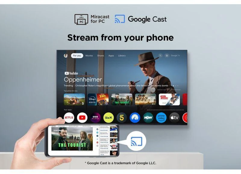 Televizorius TCL LED 4K TV | 55V6C | 55 | Smart TV | Google TV | Juodas