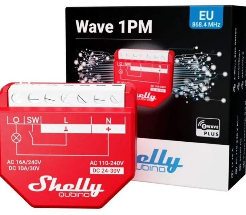 Shelly Wave 1PM Z-Wave 1 kanalo relė