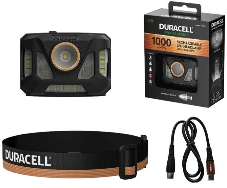 Duracell DH1000R Headlamp juodas, oranžinis