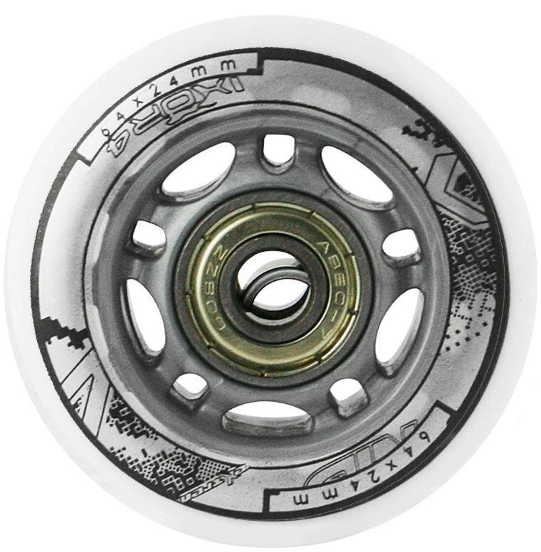 PU 64x24 82A Baltas (4 vnt.) + ABEC-7 (8 vnt.) NILS EXTREME KOMPLEKTAS