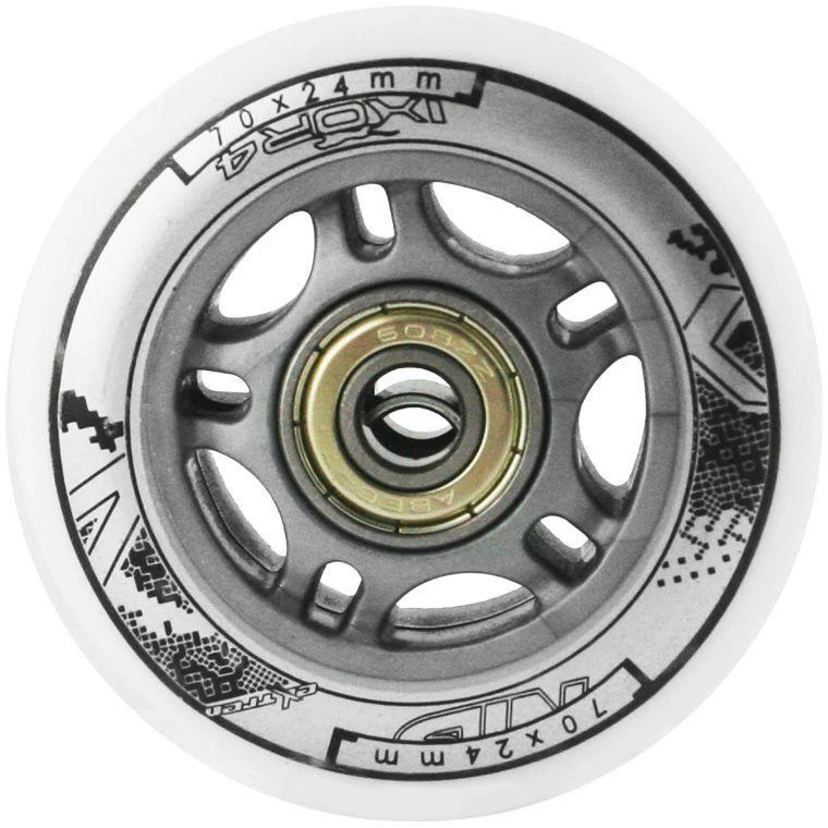 PU 70x24 82A Baltas (4 vnt.) + ABEC-7 (8 vnt.) NILS EXTREME RINKINYS