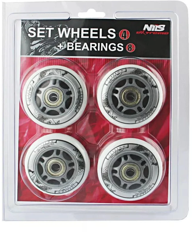 PU 70x24 82A Baltas (4 vnt.) + ABEC-7 (8 vnt.) NILS EXTREME RINKINYS