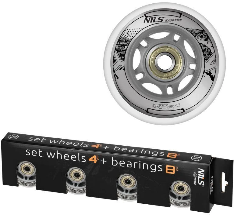PU 70x24 82A SKAIDRUS (4 vnt.) + ABEC-7 (8 vnt.) RINKINYS NILS EXTREME