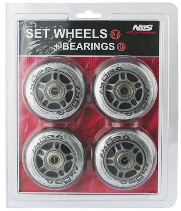 PU 70x24 82A SKAIDRUS (4 vnt.) + ABEC-7 (8 vnt.) RINKINYS NILS EXTREME