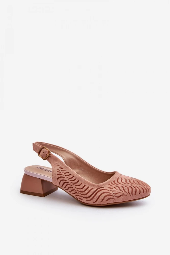 Pudros spalvos aukštakulnės basutės su išpjovomis Step in style
