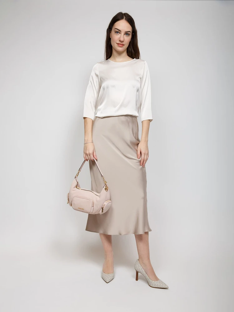 Pudroworóżowa skórzana torebka na ramię Michael Kors 35S6G0WS8S