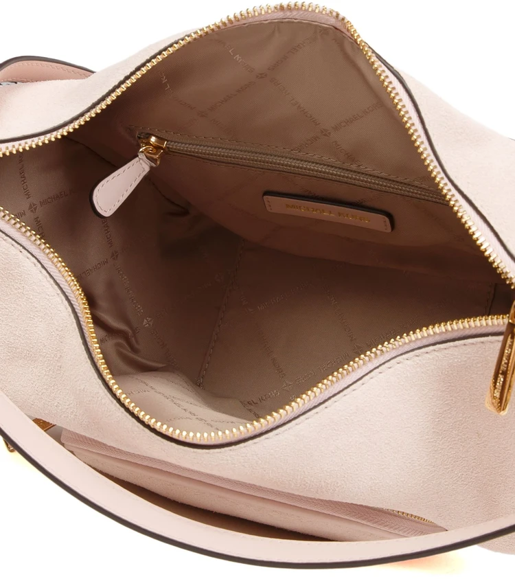 Pudroworóżowa skórzana torebka na ramię Michael Kors 35S6G0WS8S