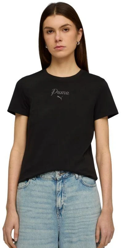 Puma ESS Script Tee moteriški marškinėliai juodi 691760 01