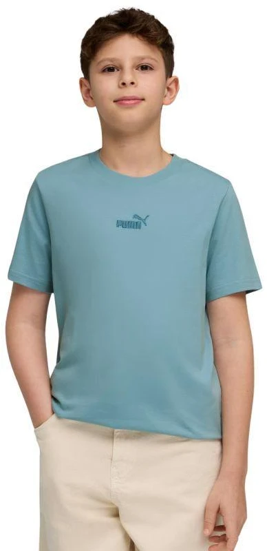 Puma ESS Vaikams mėlyni marškinėliai su centriniu mažo Nr. 1 logotipo 692975 47