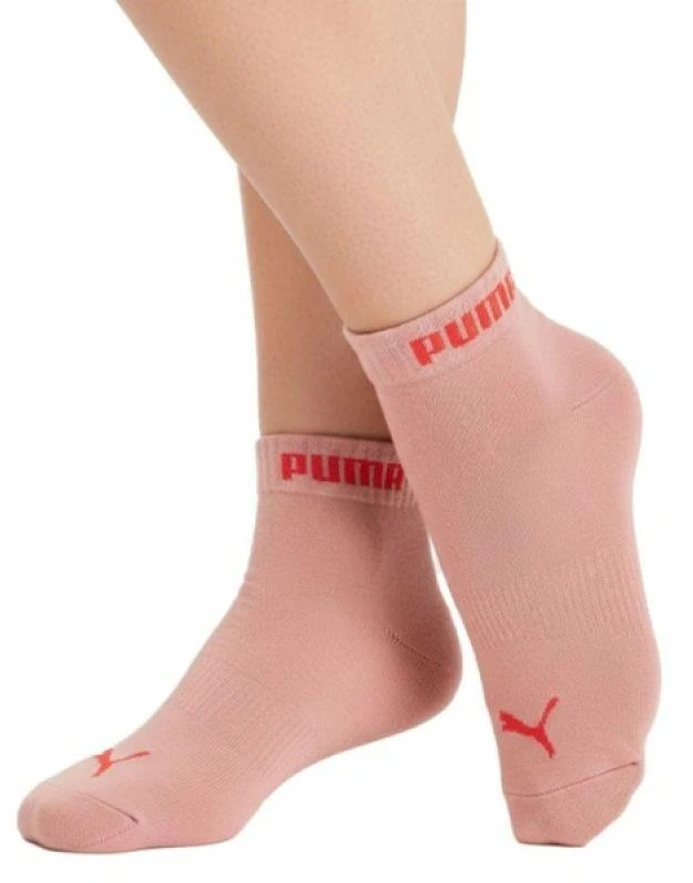 Puma moteriškos trumpos kojinės, 3 poros, medvilninės, rožinės/raudonos/baltos