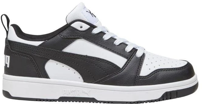 Puma Rebound V6 Lo Mid vaikiški batai balti ir juodi 393833 01