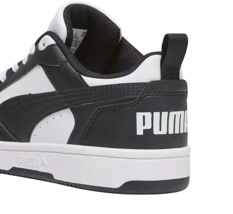 Puma Rebound V6 Lo Mid vaikiški batai balti ir juodi 393833 01