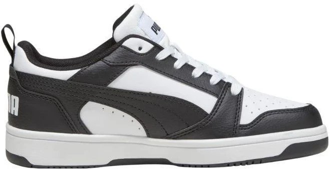 Puma Rebound V6 Lo Mid vaikiški batai balti ir juodi 393833 01