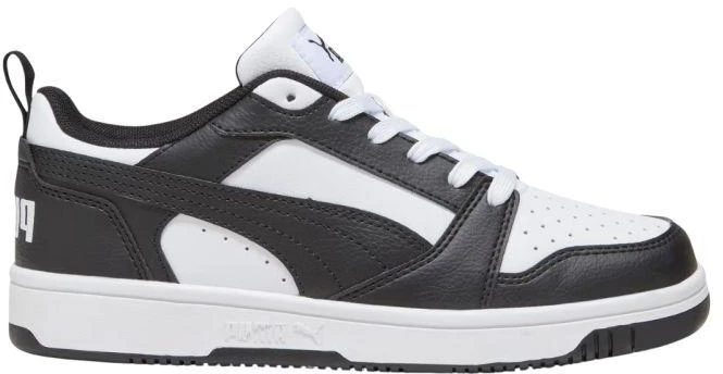 Puma Rebound V6 Lo Mid vaikiški batai balti ir juodi 393833 01