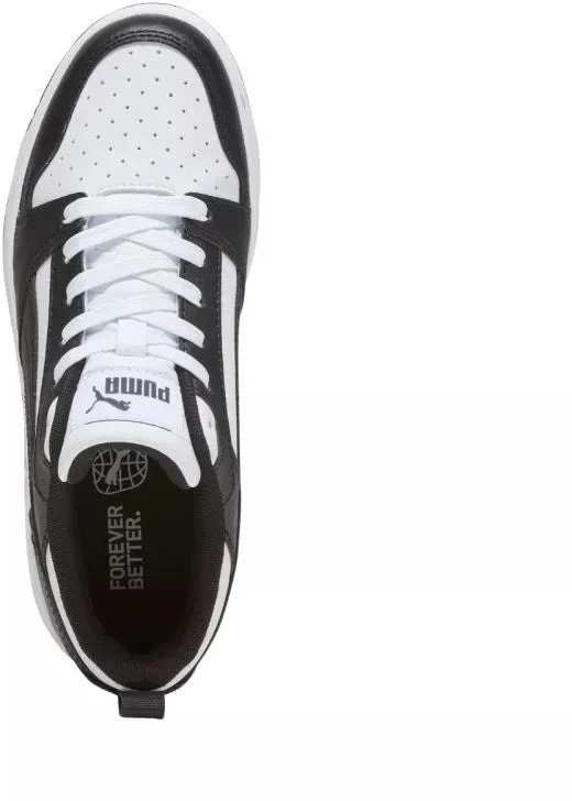 Puma Rebound V6 Lo Mid vaikiški batai balti ir juodi 393833 01