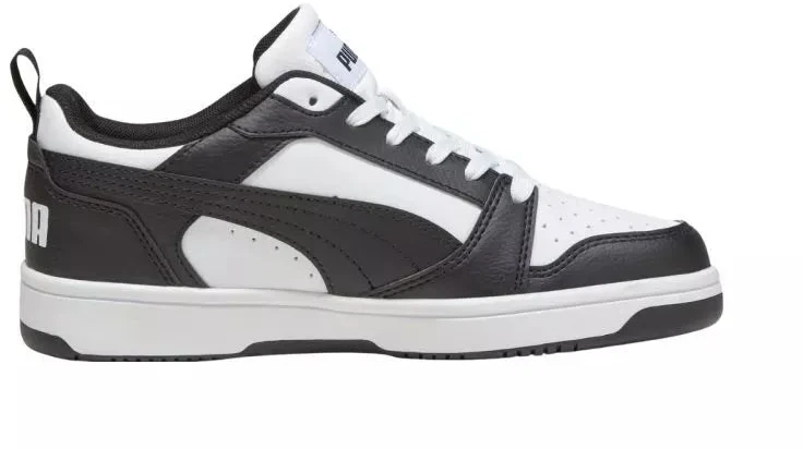 Puma Rebound V6 Lo Mid vaikiški batai balti ir juodi 393833 01
