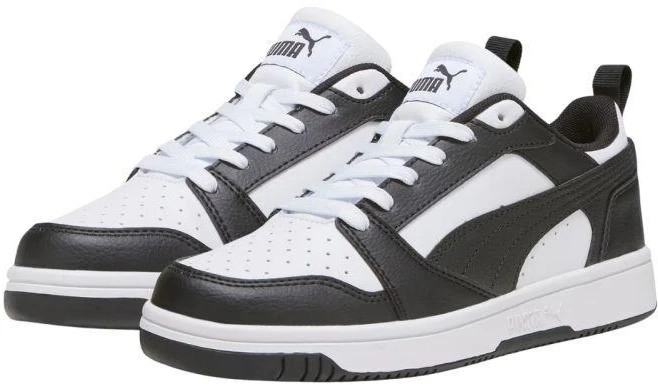 Puma Rebound V6 Lo Mid vaikiški batai balti ir juodi 393833 01