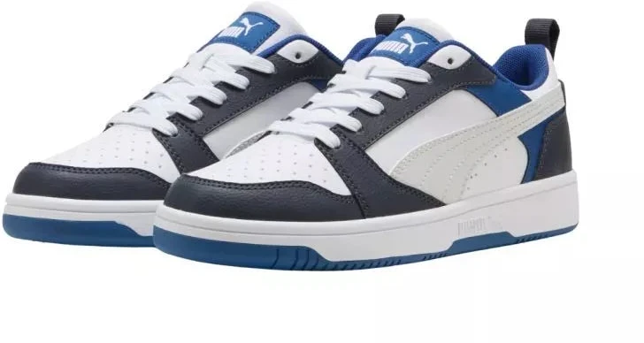 Puma Rebound V6 Lo Mid vaikiški batai balti ir mėlyni 393833 28