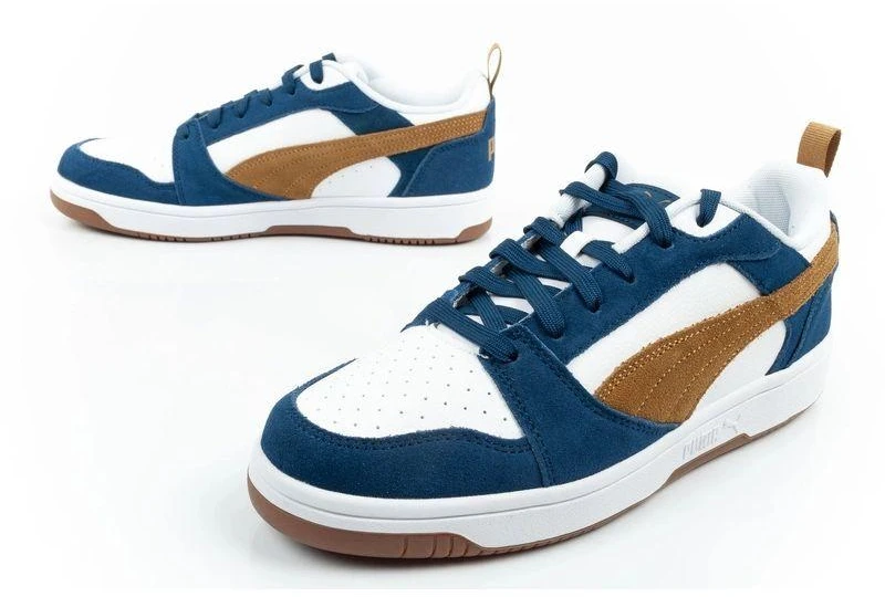 Puma Rebound v6 vyriški sportiniai kedai – madingi, patogūs, balti, tamsiai mėlyni, rudi