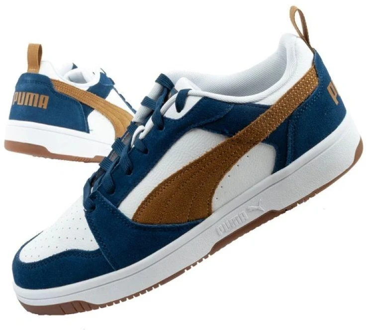 Puma Rebound v6 vyriški sportiniai kedai – madingi, patogūs, balti, tamsiai mėlyni, rudi