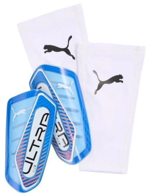 Puma Ultra Flex Sleeve futbolo blauzdų apsaugos, mėlynos ir baltos spalvos, 30987 04