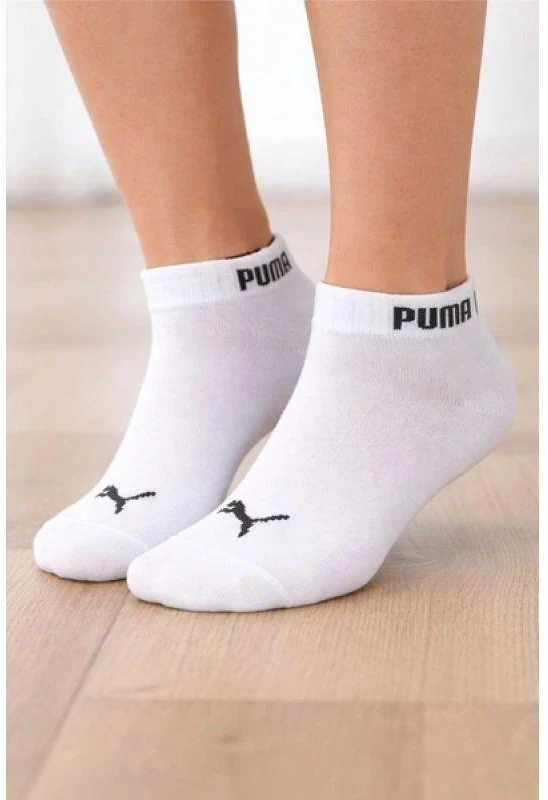Puma unisex 3 porų medvilninių trumpų kojinių rinkinys, baltos spalvos, patogios