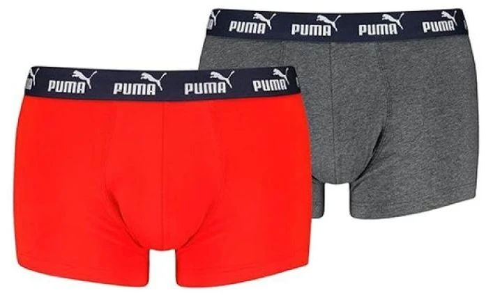 Puma vyriški bokseriai, 2 vnt., raudoni pilki, patogūs medvilniniai