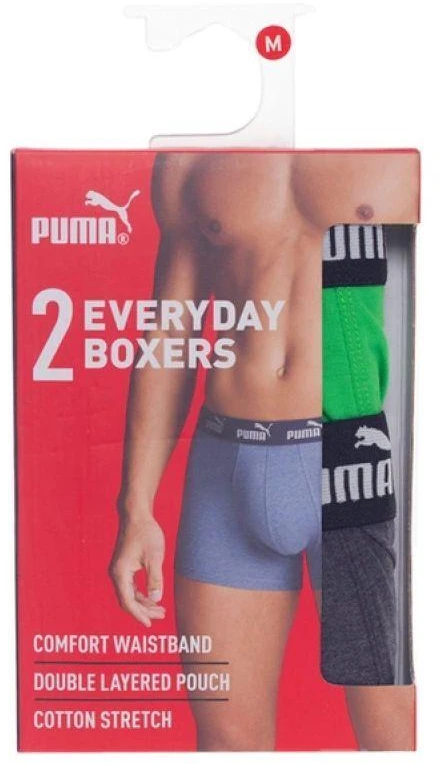 Puma vyriški patogūs medvilniniai bokseriai, 2 vnt., žali ir pilki