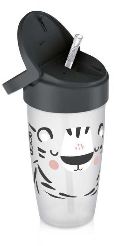 LOVI puodelis su šiaudeliu ACTIVE Salt&Pepper, 350 ml, 35/357
