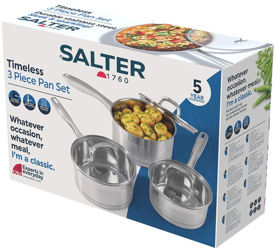 Puodų rinkinys Salter Timeless Collection, 3 vnt., ø 16, 18 ir 20 cm