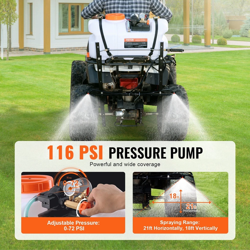 VEVOR ATV purkštuvas su purškimo strėle, 60 l