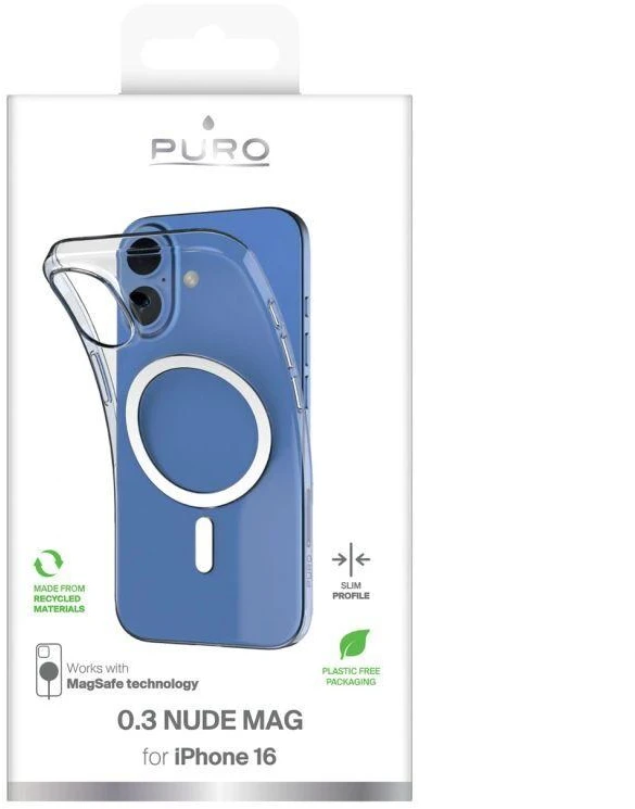 Puro 03 Mag MagSafe Silikoninis dėklas for iPhone 16 – Transparent