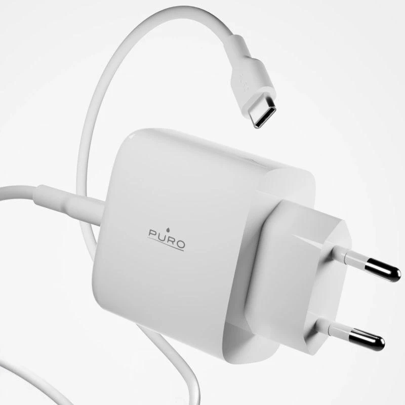 Puro „Daily Prolite“ 45 W USB-C USB-A maitinimo įkroviklis su USB-C laidu – Baltas