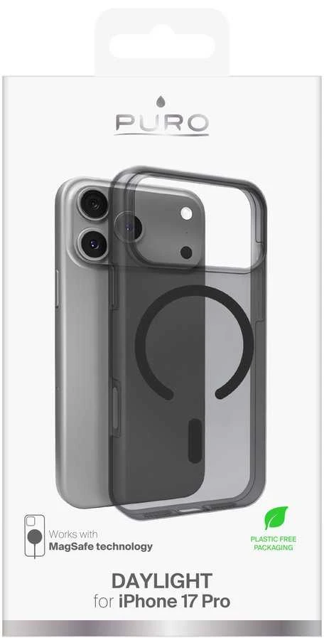 Puro Daylight Magsafe Compatible Silikoninis dėklas for iPhone 17 Pro - Translucent Juodas