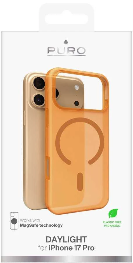 Puro Daylight Magsafe Compatible Silikoninis dėklas for iPhone 17 Pro - Translucent Oranžinis