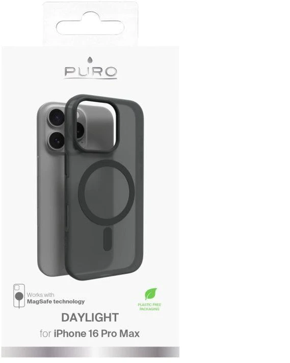 Silikoninis Puro Daylight MagSafe Apple iPhone 16 Pro Max – dėklas telefonui juodos spalvos