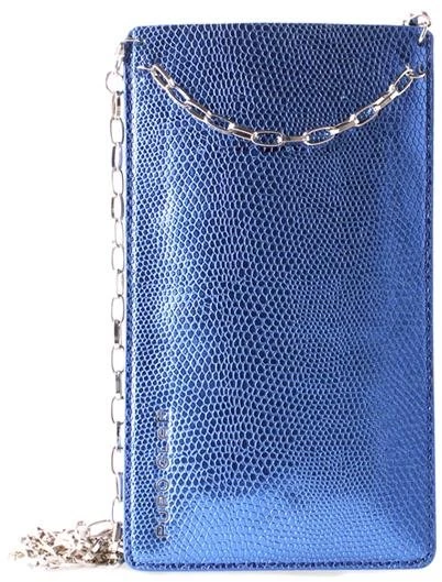PURO GLAM Chain - Universal dėklas skirtas with 2 card slots w / auksinis chain XL mėlynas