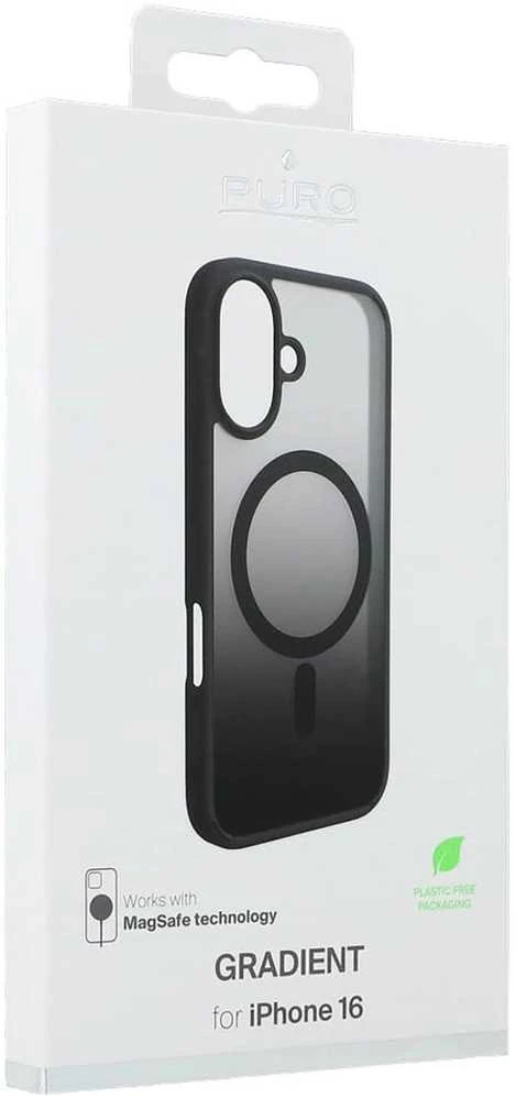 Puro in TPU "GRADIENT" su Magsafe and gradient effect Apple iPhone 16E, dėklas telefonui juodos spalvos