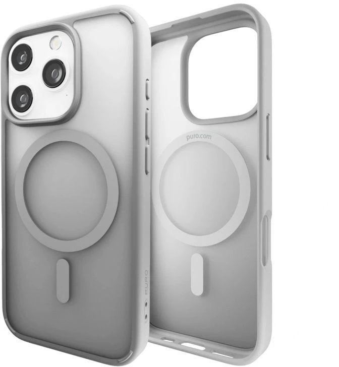 Puro Gradientinis MagSafe Silikoninis dėklas iPhone 16 Pro Max - Sidabrinis