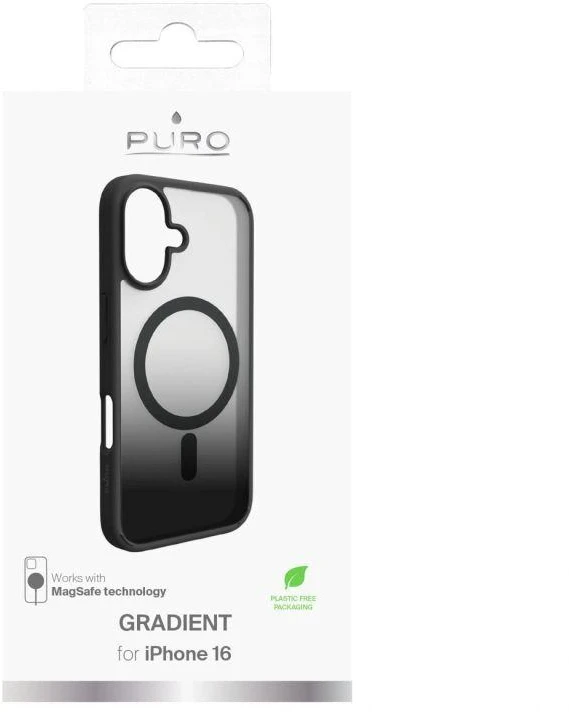Puro Gradientinis MagSafe Silikoninis Dėklas iPhone 16 - Juodas