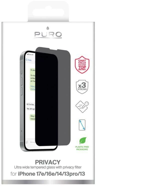 Puro Privacy apsauginis stiklas skirta Apple iPhone 16E
