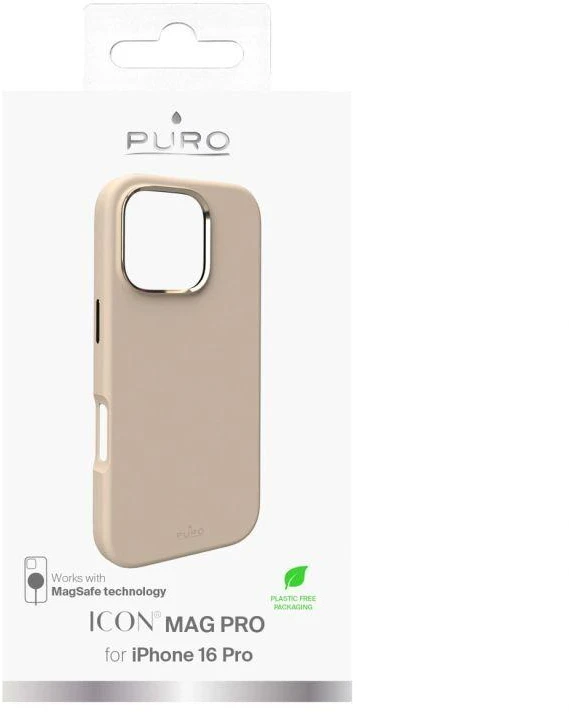 Puro Icon Mag Pro MagSafe Silikoninis dėklas skirtas iPhone 16 Pro - Smėlio spalvos