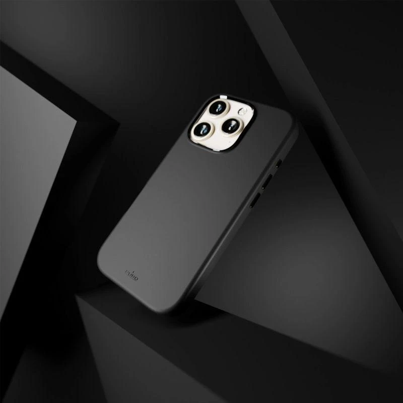 Puro Icon Mag Pro MagSafe Silicone dėklas skirtas Apple iPhone 16 Pro – juodos spalvos