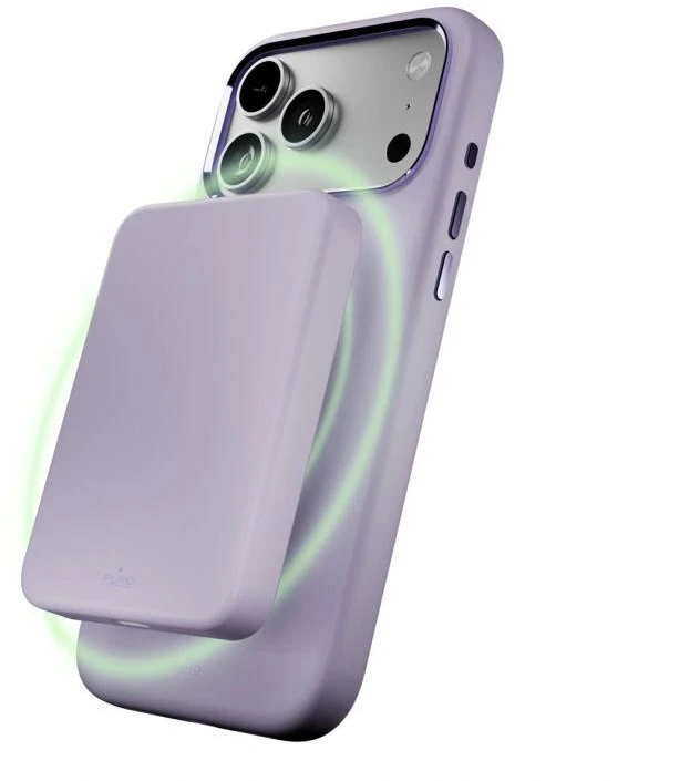 Puro Icon Mag Pro skysto silikono dėklas, skirtas iPhone 17 Pro Max, suderinamas su MagSafe, su kameros apsauga ir aliuminio mygtukais – Rožinis