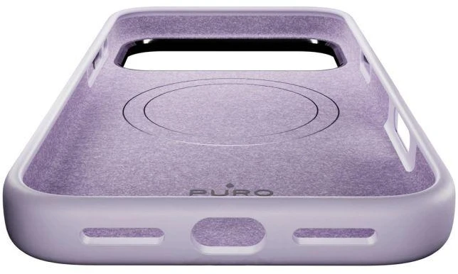 Puro Icon Mag Pro skysto silikono dėklas, skirtas iPhone 17 Pro Max, suderinamas su MagSafe, su kameros apsauga ir aliuminio mygtukais – Rožinis