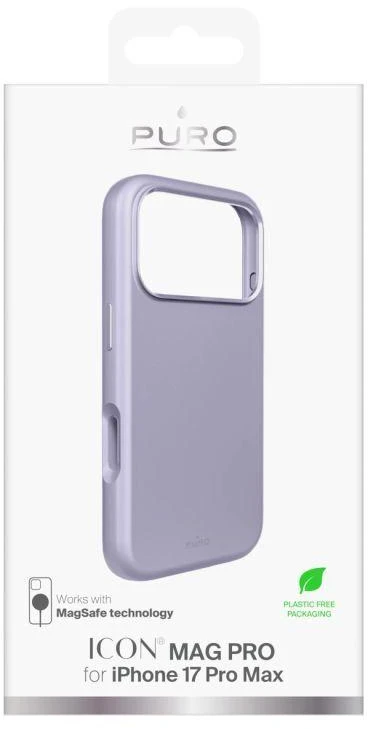 Puro Icon Mag Pro skysto silikono dėklas, skirtas iPhone 17 Pro Max, suderinamas su MagSafe, su kameros apsauga ir aliuminio mygtukais – Rožinis